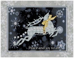 Reindeer in the Snow greeting card. Design by Kathryn Hanson, ShutteredEye.